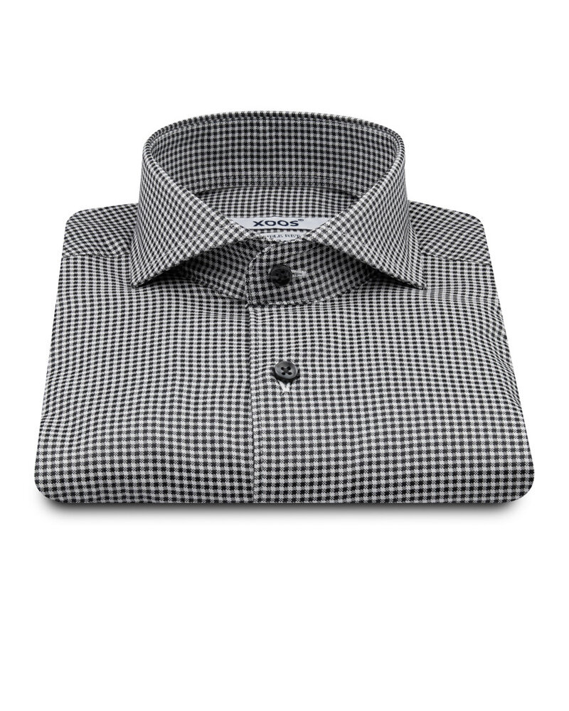 XOOS Men's houndstooth shirt with full spread collar (Double Twisted)