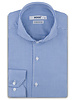 XOOS Men's blue gingham check shirt with full spread collar (Double Twisted)