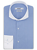 XOOS Men's blue fiancial shirt with full spread collar (Double Twisted)