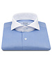 XOOS Men's blue fiancial shirt with full spread collar (Double Twisted)