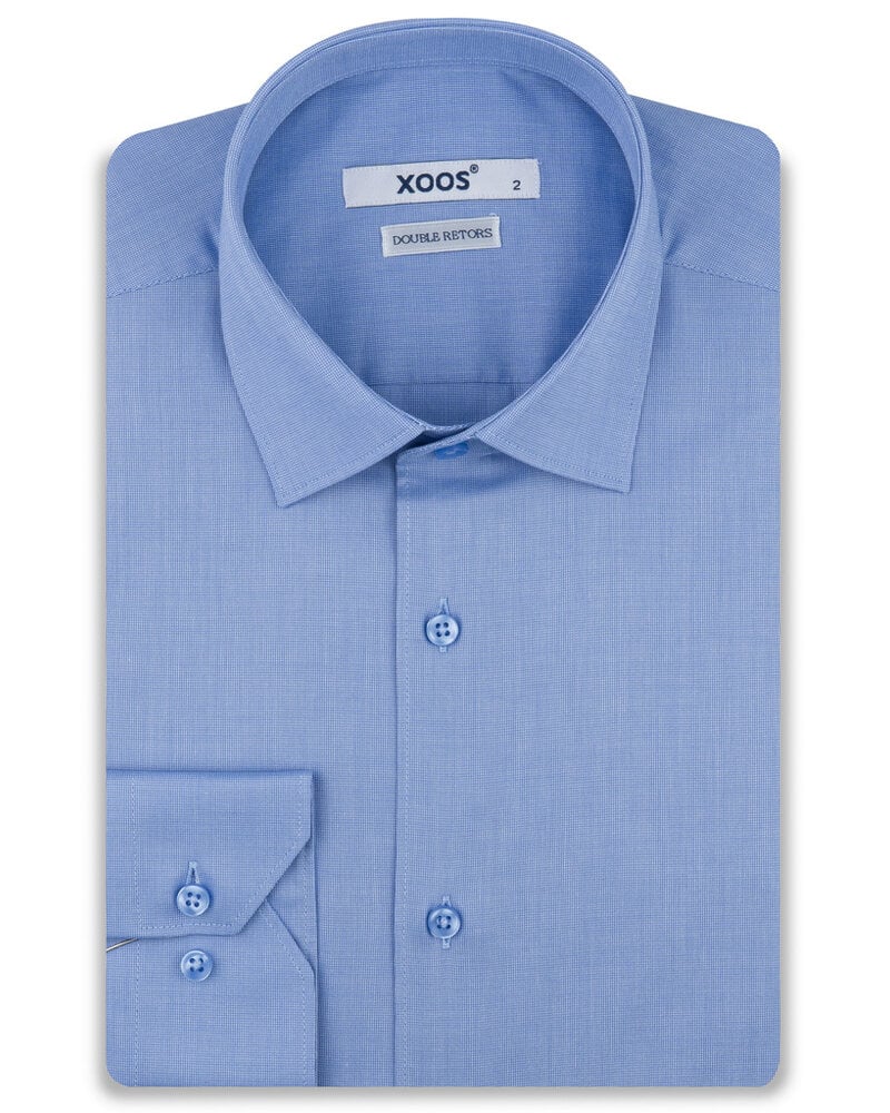 XOOS Men's blue end-on-end shirt (Double Twisted)