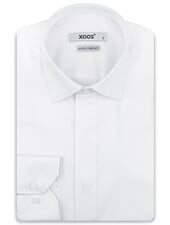 XOOS Chemise homme en coton satiné blanc et gorge cachée