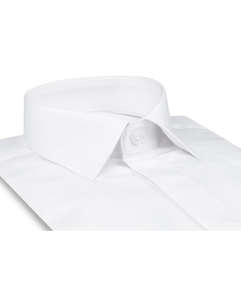 XOOS Men's white Sateen cotton dress shirt with hidden placket