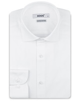 XOOS Men’s white essential dress shirt with Cutaway collar (Double Twisted)