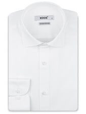 XOOS Men’s white essential dress shirt with Cutaway collar (Double Twisted)