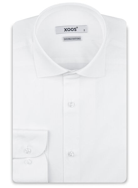 XOOS Men’s white essential dress shirt with Cutaway collar (Double Twisted)