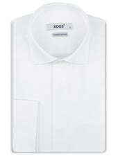 XOOS Men's white shirt with French cuffs and hidden placket (Double Twisted)