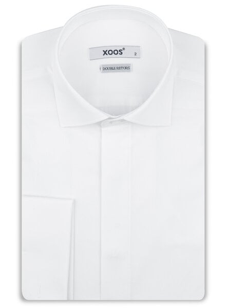 XOOS Men's white shirt with French cuffs and hidden placket (Double Twisted)