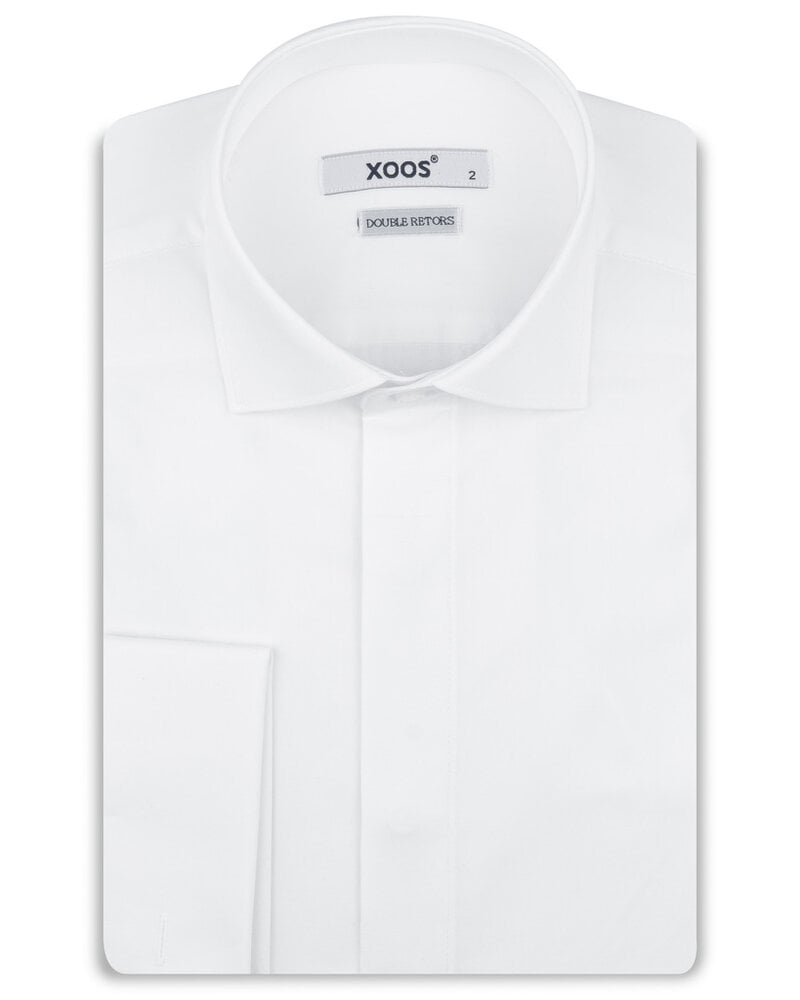 XOOS Men's white shirt with French cuffs and hidden placket (Double Twisted)