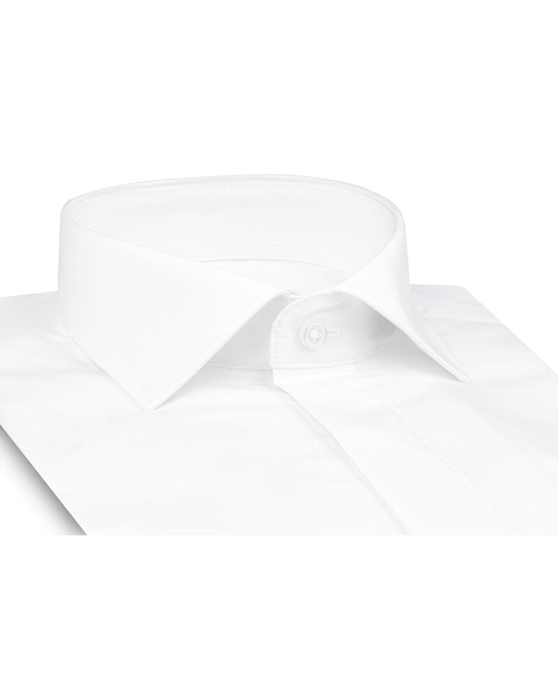 XOOS Chemise homme blanche à poignets mousquetaire et gorge cachée (Double Retors)