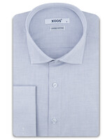 XOOS Men's blue woven cotton shirt with French cuffs (Double Twisted)