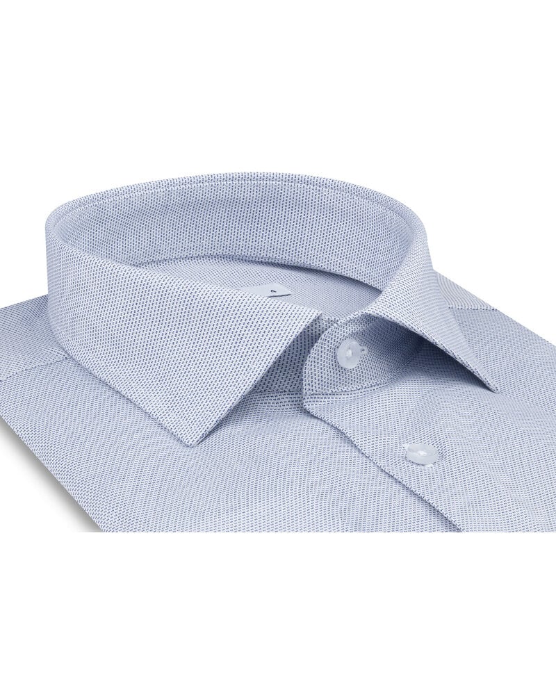 XOOS Chemise homme bleue en coton tissé et poignets mousquetaire (Double Retors)