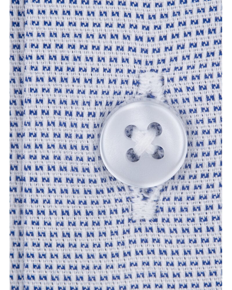 XOOS Chemise homme bleue en coton tissé et poignets mousquetaire (Double Retors)