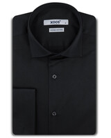 XOOS Men's black twill shirt with French cuffs (Double Twisted)