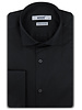 XOOS Chemise homme en Twill noir et poignets mousquetaire (Double Retors)
