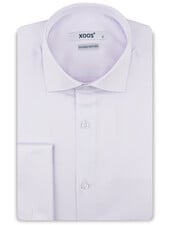 XOOS Men's lavender cotton piqué shirt with French cuffs (Double Twisted)