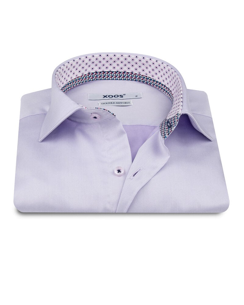 XOOS Men's lavender shirt with printed lining