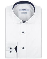 XOOS Men's white shirt with navy micro-dot lining (Double Twisted)