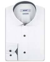 XOOS Chemise homme blanche doublure à micro pois gris (Double Retors)