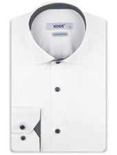 XOOS Men's white shirt with grey micro-dot lining (Double Twisted)
