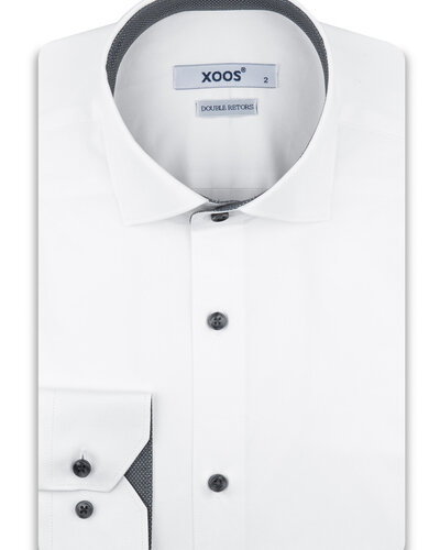 Men's white shirt with grey micro-dot lining (Double Twisted
