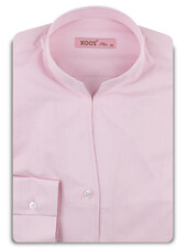 XOOS Chemisier femme rose à fines rayures et col droit ouvert