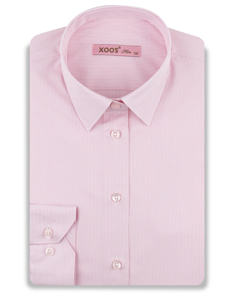 XOOS Chemisier femme rose à fines rayures