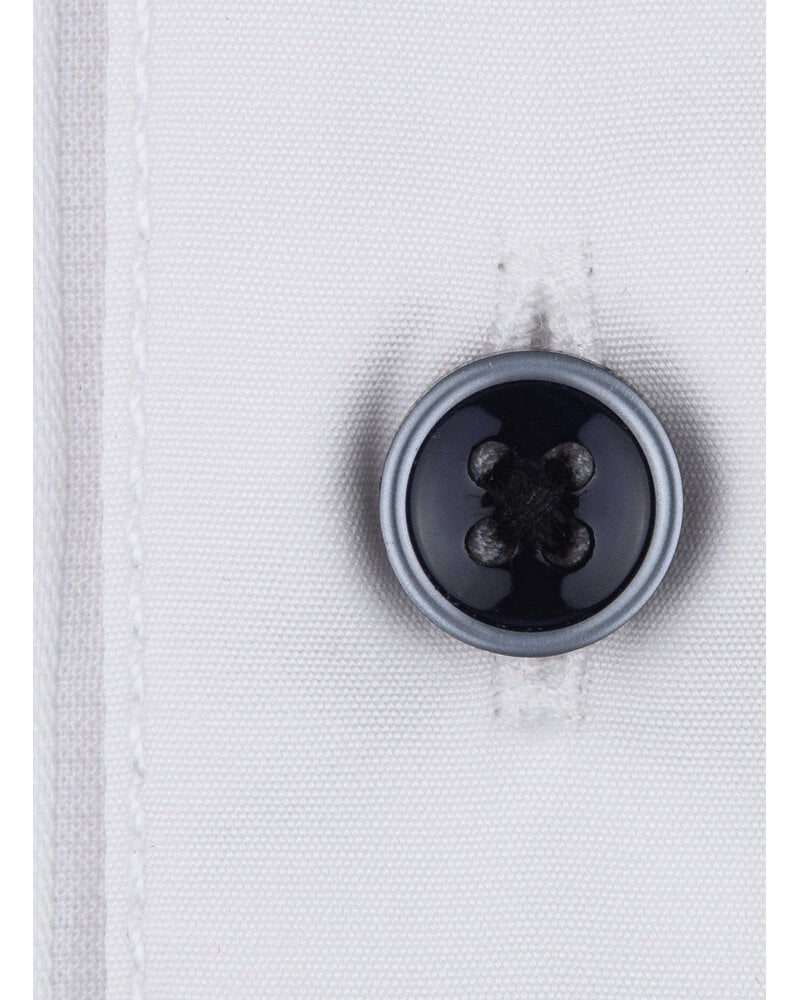 XOOS Men's white tuxedo shirt with pleated front and tip wing collar (black buttons)