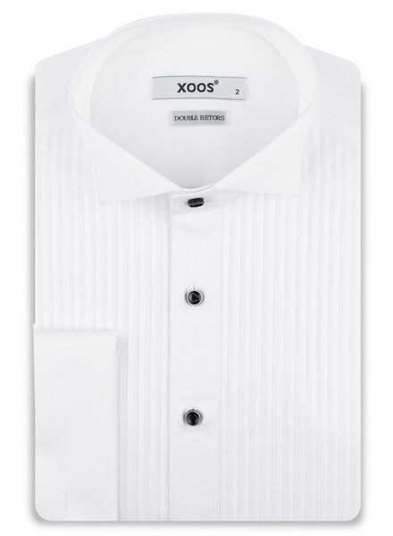 XOOS Chemise homme blanche à plastron et col cassé pour Tuxedo