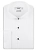 XOOS Men's white tuxedo shirt with pleated front and tip wing collar (black buttons)