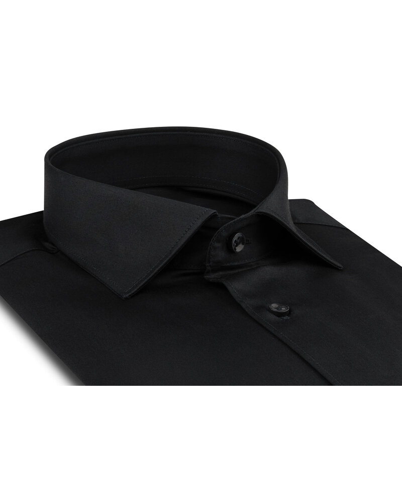 XOOS Chemise homme noire à poignets mousquetaire (Double Retors)