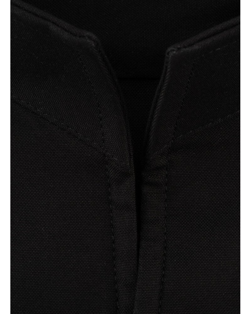 XOOS Men’s black fitted shirt with open straight collar (Double Twisted)