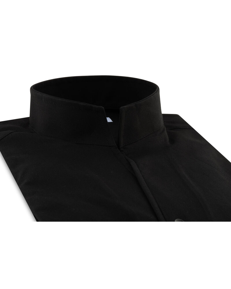 XOOS Chemise homme à col droit ouvert noire(Double Retors)