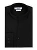 XOOS Men’s black fitted shirt with open straight collar (Double Twisted)