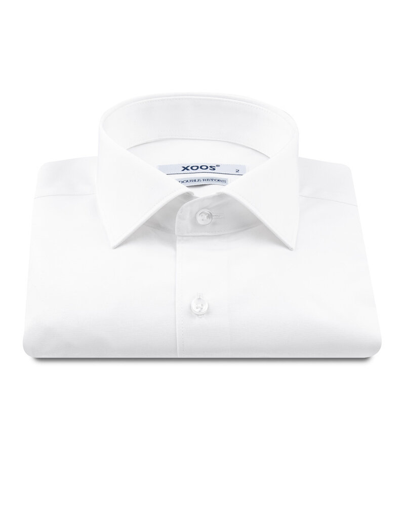 XOOS Chemise homme blanche à poignets mousquetaire et col Italien (Popeline Double Retors)