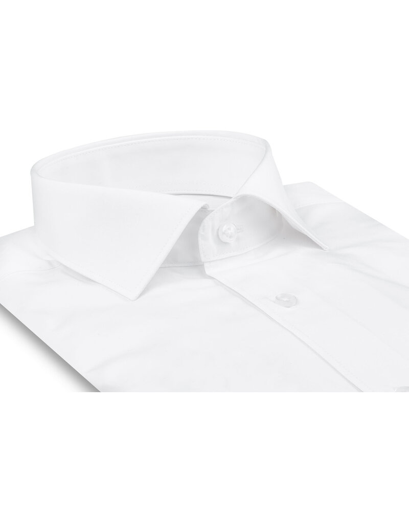 XOOS Chemise homme blanche à poignets mousquetaire et col Italien (Popeline Double Retors)