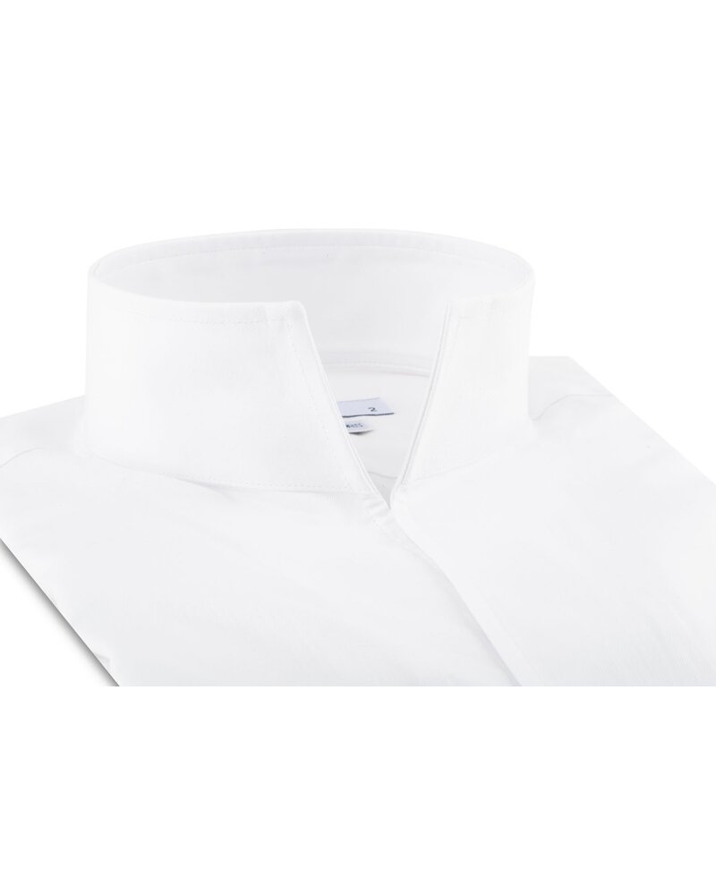 XOOS Chemise homme blanche à col droit ouvert et poignets mousquetaire (Double Retors)