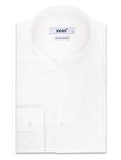 XOOS Chemise homme blanche à col droit ouvert et poignets mousquetaire (Double Retors)