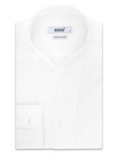XOOS Men's white shirt with open straight collar and French cuffs (Double Twisted)