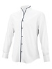 XOOS Chemise homme blanche à col droit ouvert et Liserai noir