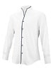 XOOS Men's white shirt with open straight collar and black piping