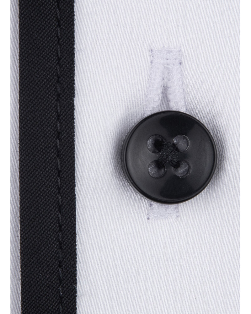 XOOS Chemise homme blanche à col droit ouvert et Liserai noir