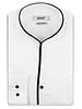 XOOS Men's white shirt with open straight collar and black piping