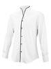 XOOS Chemise homme blanche à col droit ouvert et Liserai marine