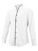 XOOS Men's white shirt with open straight collar and navy piping