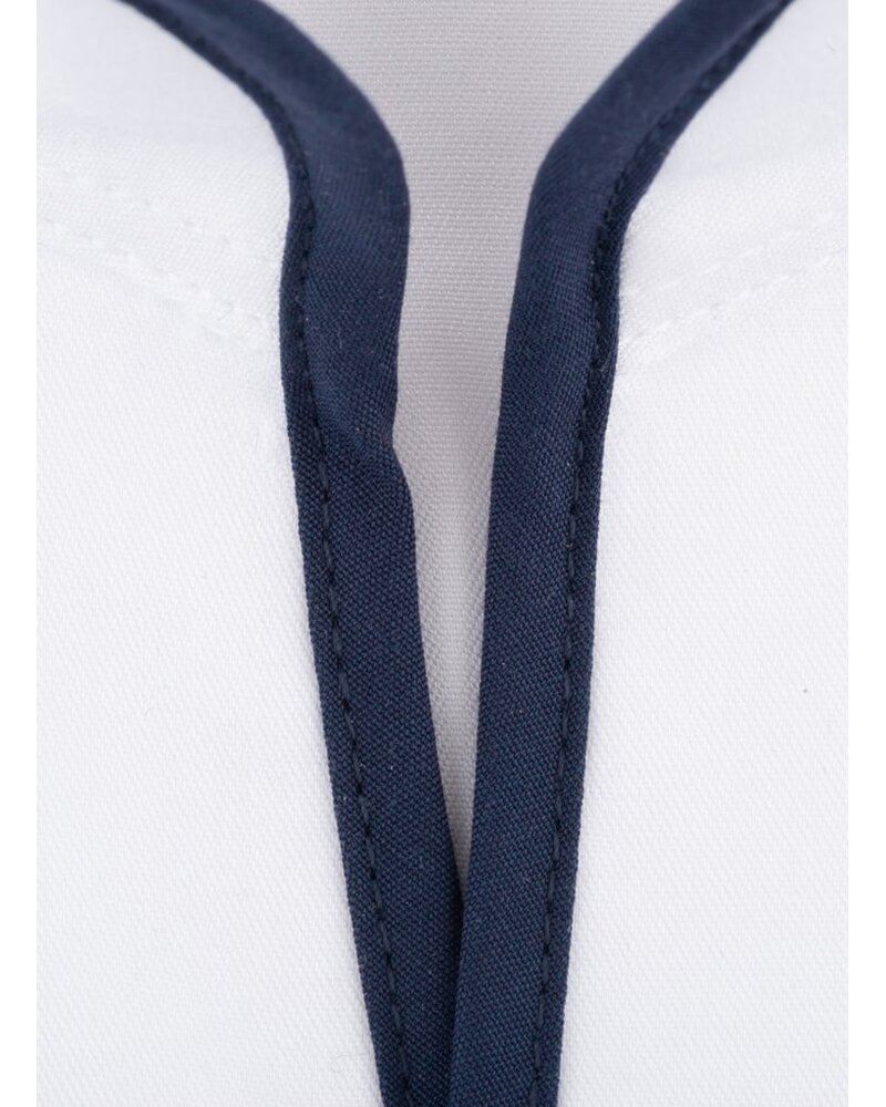 XOOS Chemise homme blanche à col droit ouvert et Liserai marine
