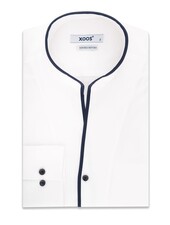 XOOS Chemise homme blanche à col droit ouvert et Liserai marine