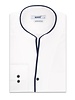 XOOS Chemise homme blanche à col droit ouvert et Liserai marine