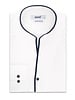 XOOS Men's white shirt with open straight collar and navy piping