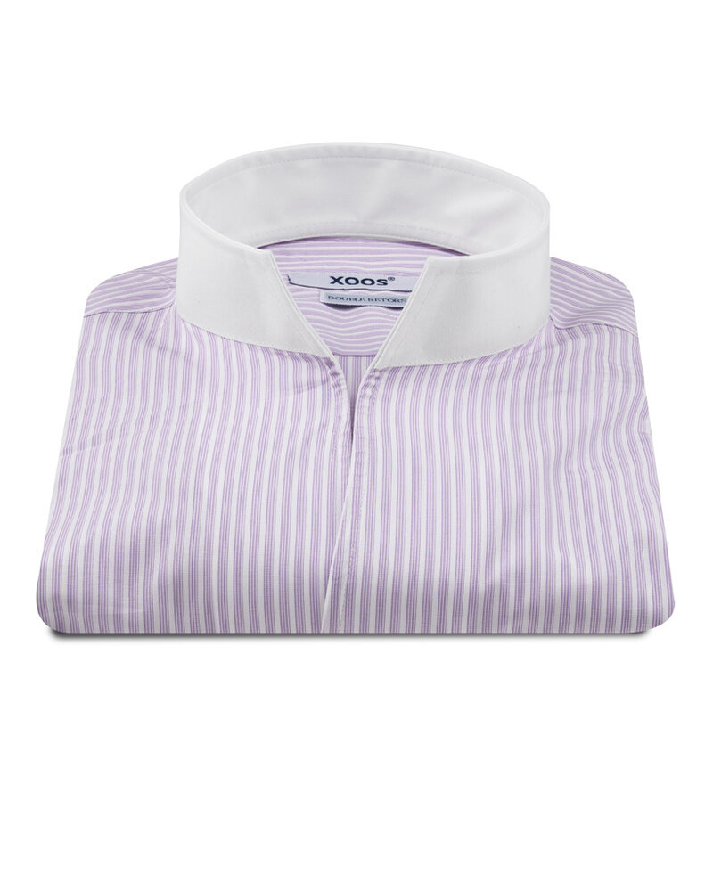XOOS Chemise homme lavande à rayures et col droit ouvert